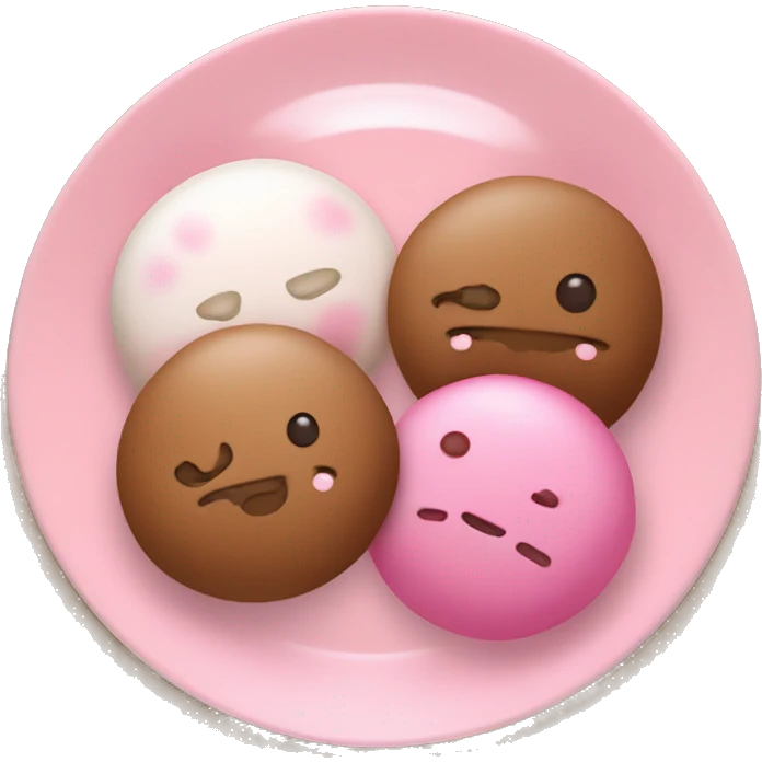 Brown and pink Mochi on a plate  emoji