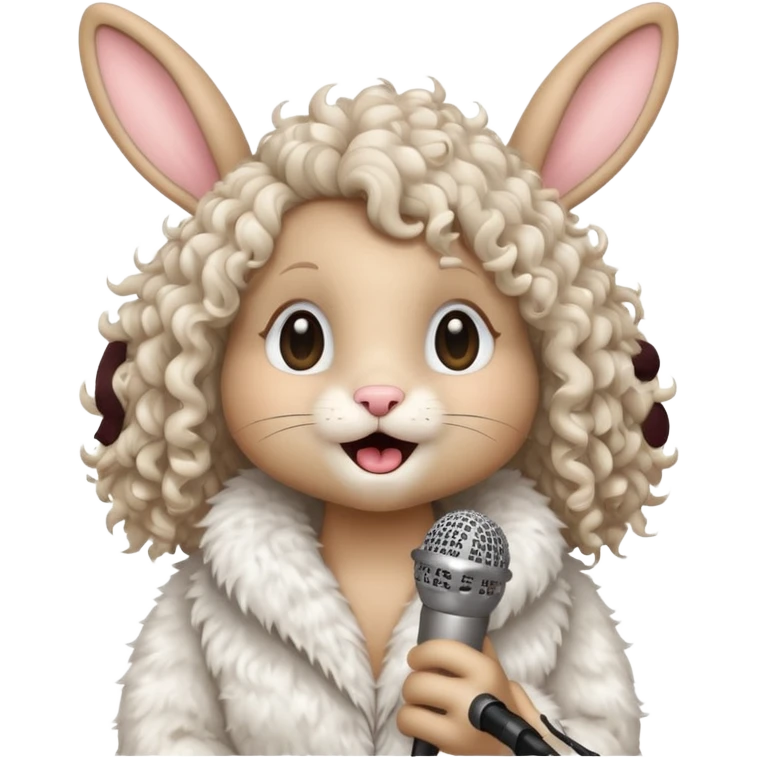 curly bunnie singing to mic emoji