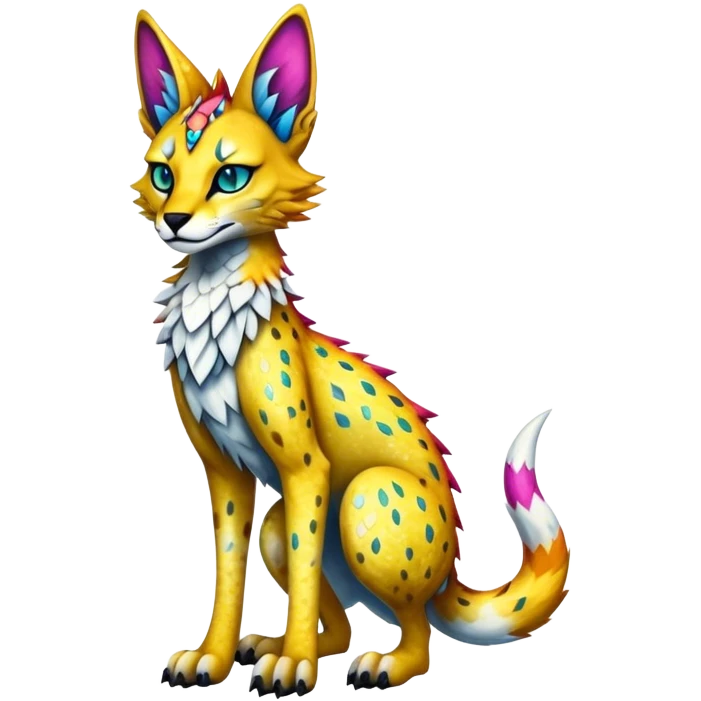 Epic Edgy Colorful Sparkly Sergal-Serval-Vernid full body emoji