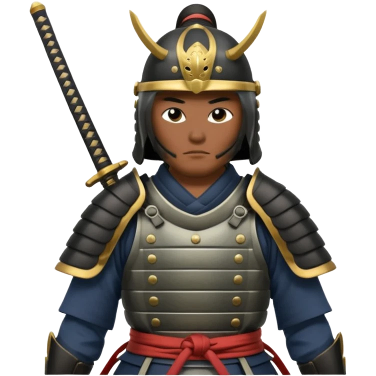 samurai lord, Armored noble with katana at side, kabuto helmet, stern posture. emoji