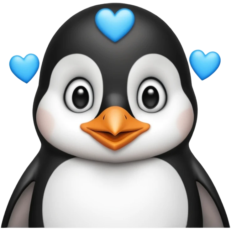 loving penguin whit blue hearts around him emoji