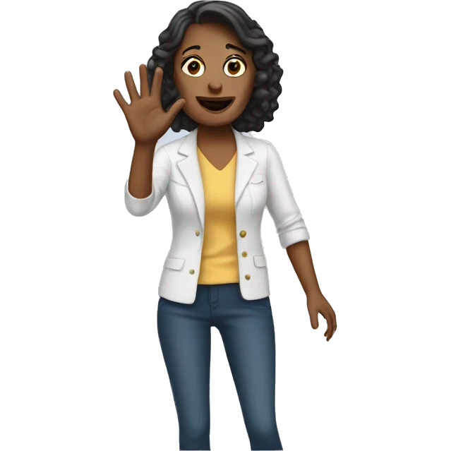 Waving bye woman white skine  emoji