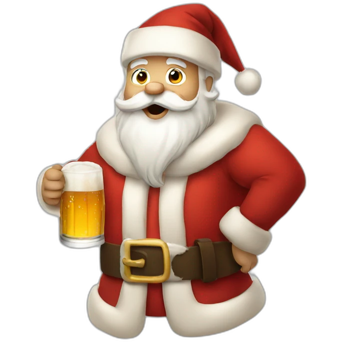 Santa drinking beer emoji