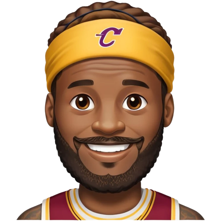 LeBron James smiling face with his iconic beard and headband emoji
