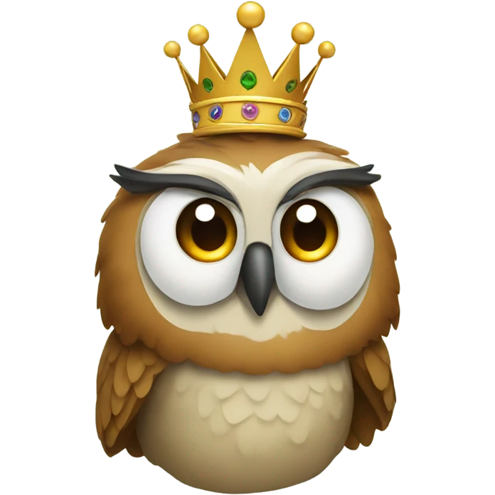 a funny owl with a crown on its head emoji