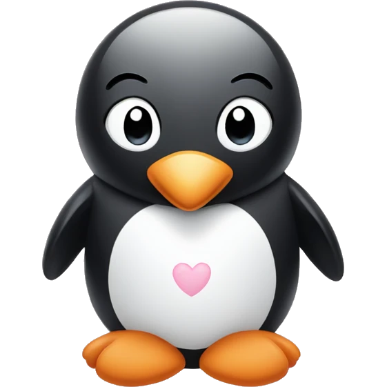 Penguin with light pink hearts emoji