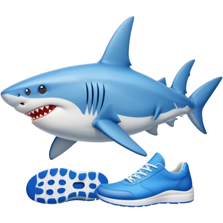 Shark with blue trainers on fins emoji