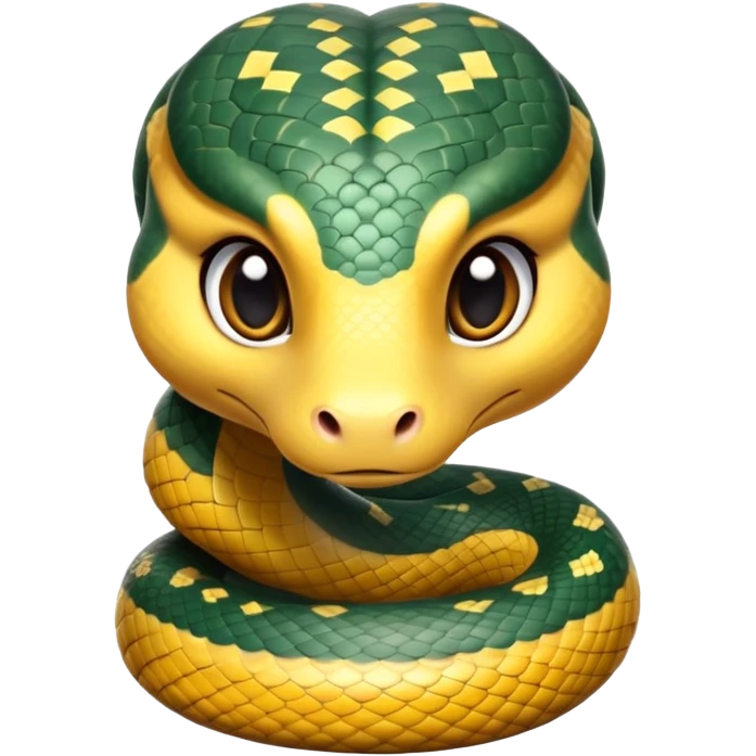 cinematic-cute-anaconda-portrait-emoji,-head-tilted-playfully-and-inquisitively,-with-a-sleek,-shimmering-body-adorned-with-detailed-scale-sriped patterns-and-round,-sparkling-eyes-full-of-wonder,-simplified-yet-irresistibly-adorable-features emoji