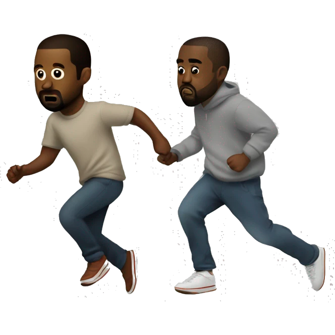 kanye west running away with keba emoji