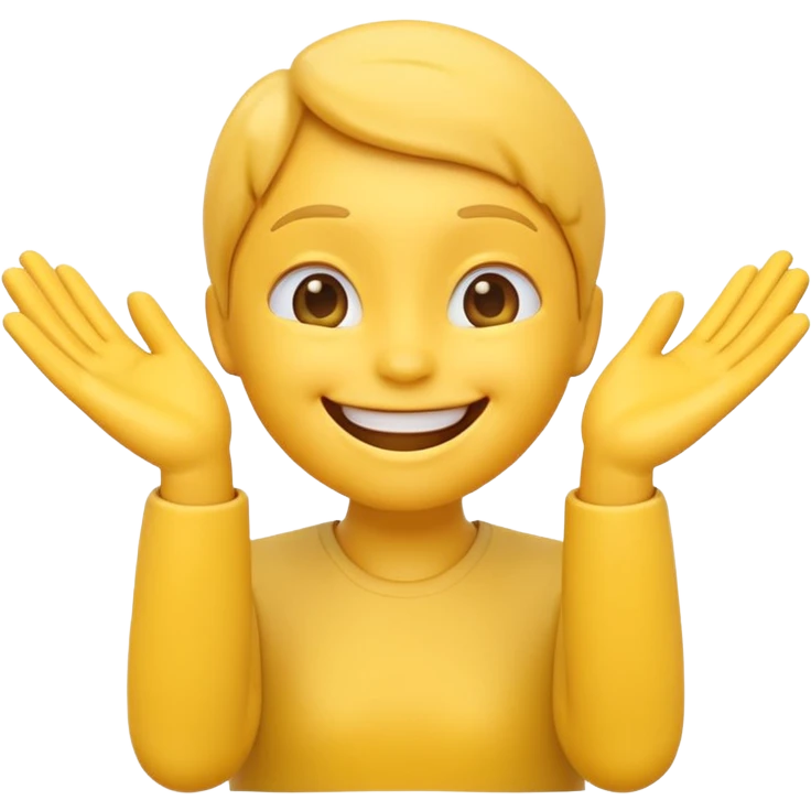 grinning emoji with hands together, gesture of offering help, happy to help emoji