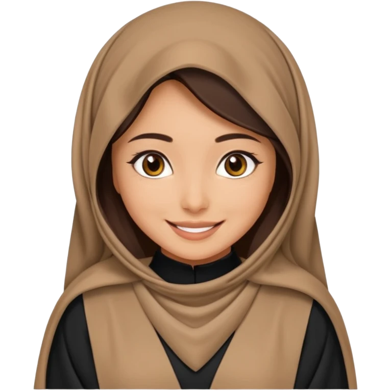 create an emoji of a girl wearing a shayla (شيله) and abaya, brunette girl (her hair shows ofc it is not a hijab) like more of a khaleeji shayla. also she is muslim  emoji