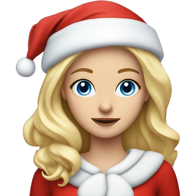 blonde girl with blue eyes as Santa  emoji