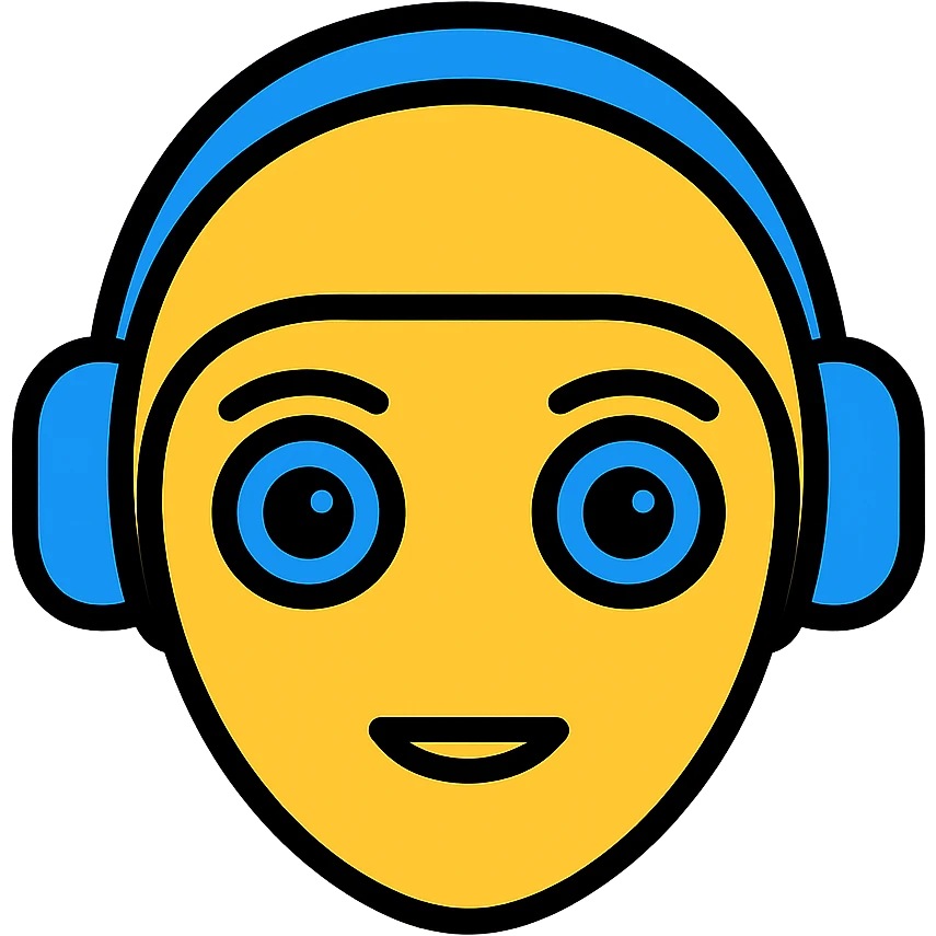 Arrange the AI emoji of blue-eyed robot to be more colorful and futuristic in atmosphere, with no background. emoji