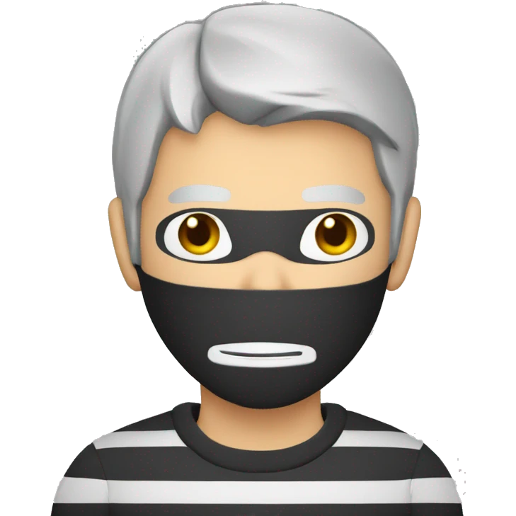 Burglar with mask and striped jumper and grey hair emoji