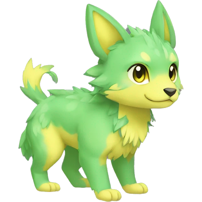 Cute cool green yellow animal hybrid Fakemon full body emoji