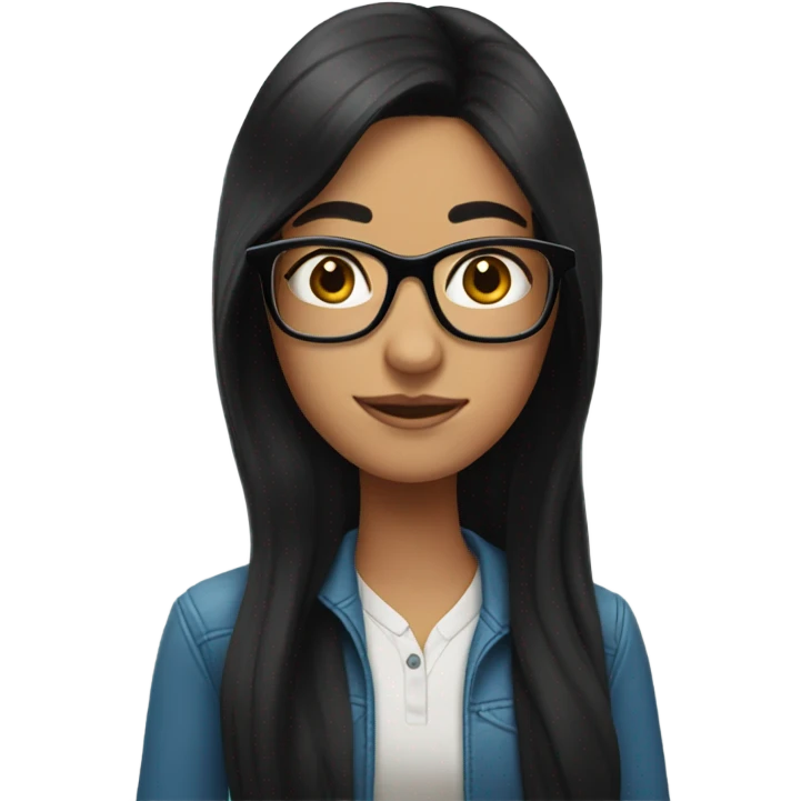 argentina girl long black hair with glasses emoji