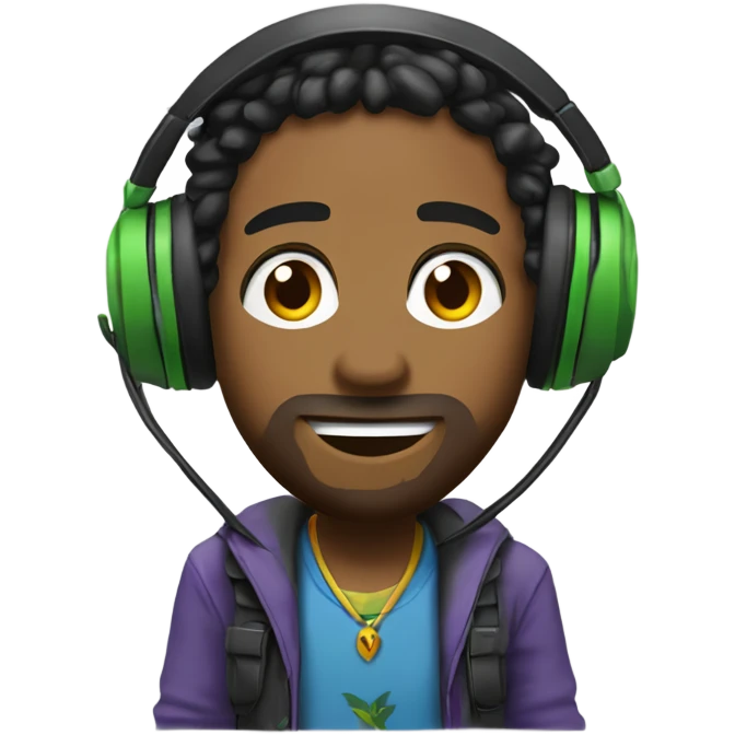 Emoji pour avatar twitch gameur blanc sous fond de reggae emoji