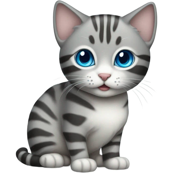 Small grey striped cat with blue eyes emoji