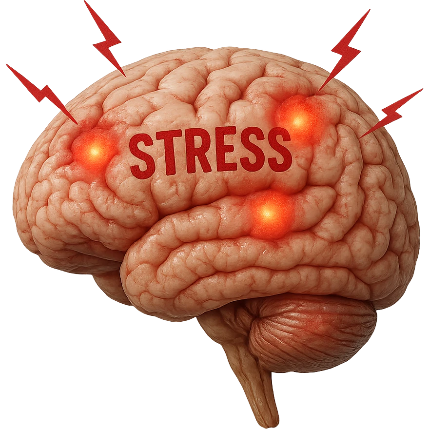 cervello umano anatomico con stress, iperrealistica 4k emoji