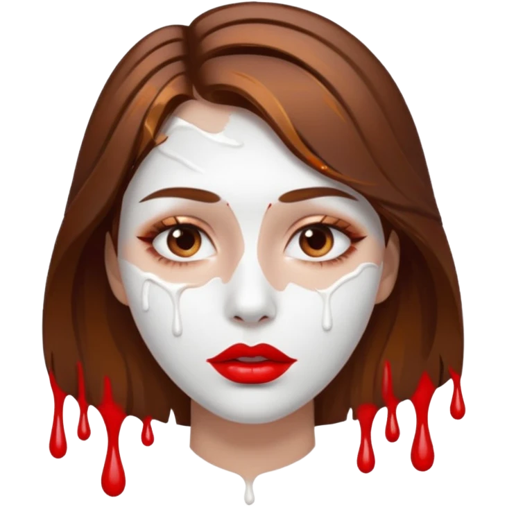 Brown Hair, Woman, white paint drip, face, hot, Sexy, lips emoji