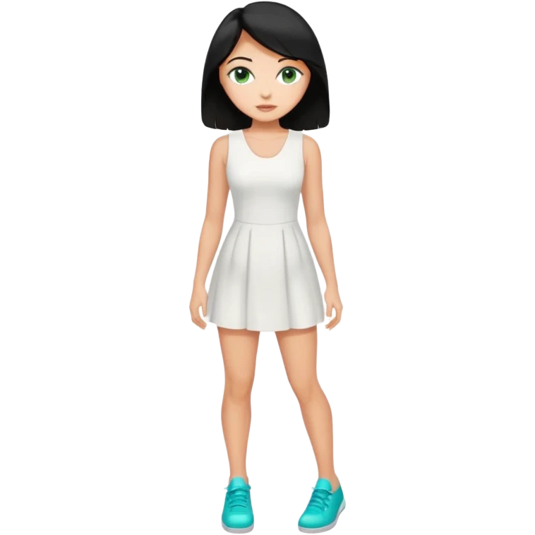 King, black hair, body, legst, blue eyes, shoes, woman blonde hair, green eyes, sexy white short sleveless dress, shoes emoji