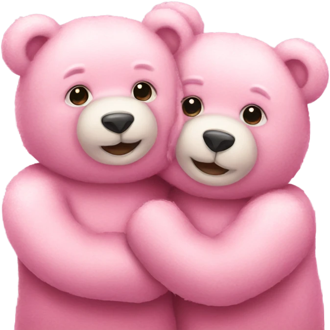 pink pastel two teddy bears hugging emoji