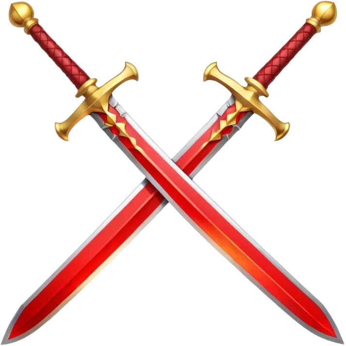 Golden fiery royal two crossed swrods with red gem and golden blade and golden handle emoji