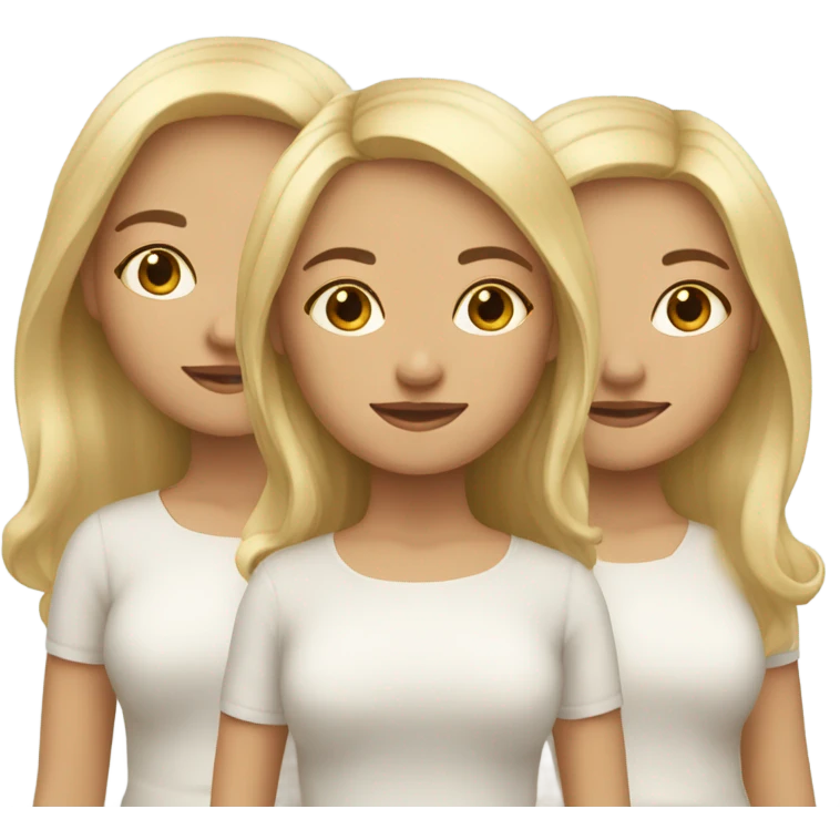 Three sisters all with different lengths of blonde hair Caucasian  emoji