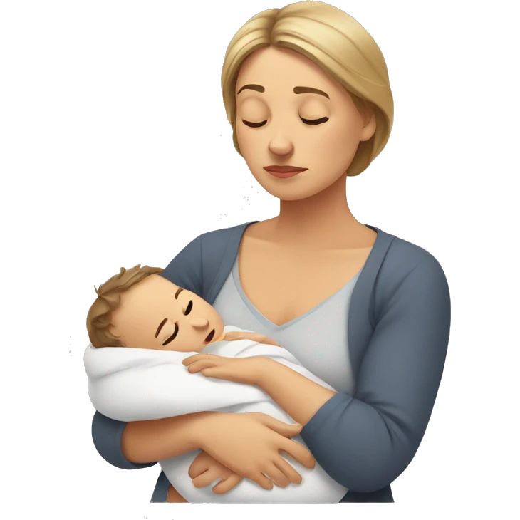 European sad mother with newborn emoji
