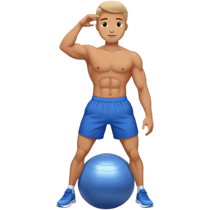 fit man with blue shorts stability ball exercises emoji