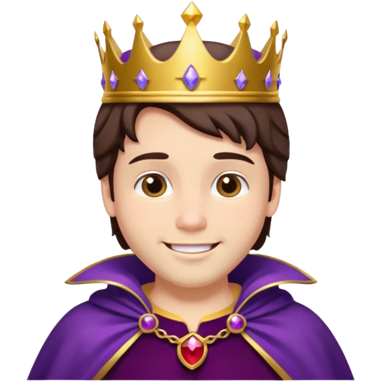 Snow White’s Prince Disney, smiling, wearing a purple cape, golden crown emoji