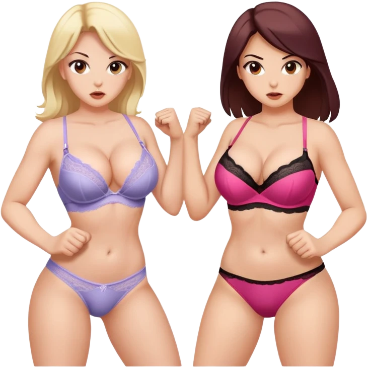 Two busty girls fight in lingerie emoji