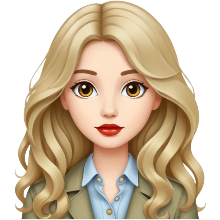 Fashionable girl with stylish outfit and long slightly wavy hair emoji