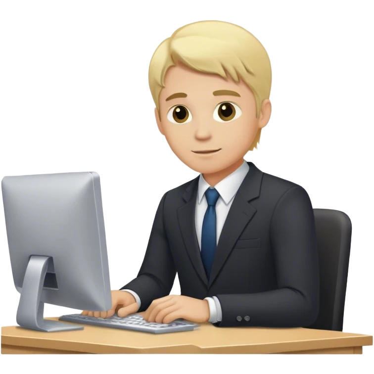 Blonde finance man working in exec on computer emoji