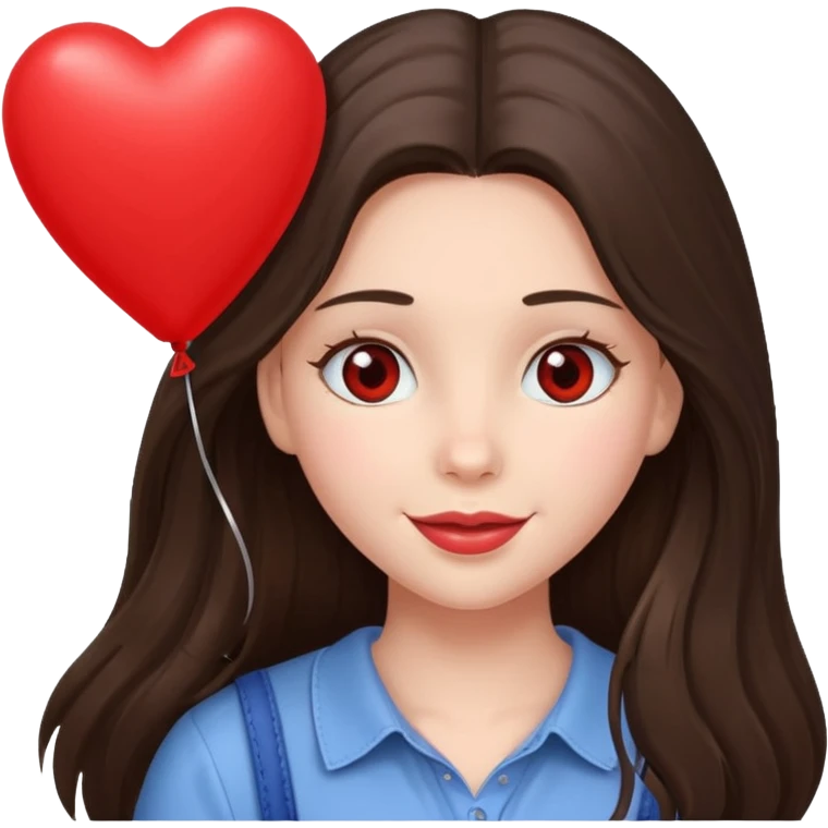 white happy long haired brunette girl hazel eyes valentines emoji