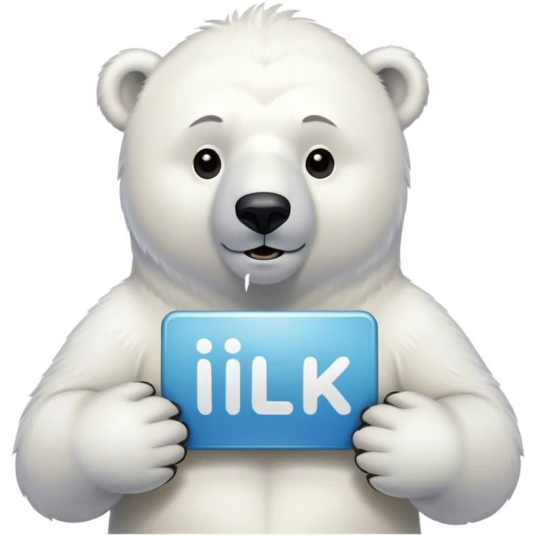 Apolar bear holding a logo that says "ilik" emoji