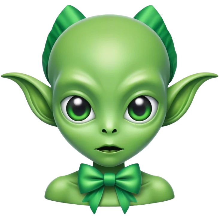 alien wearing a bow emoji