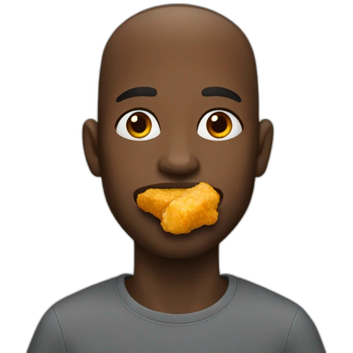 A black man eating nugget emoji