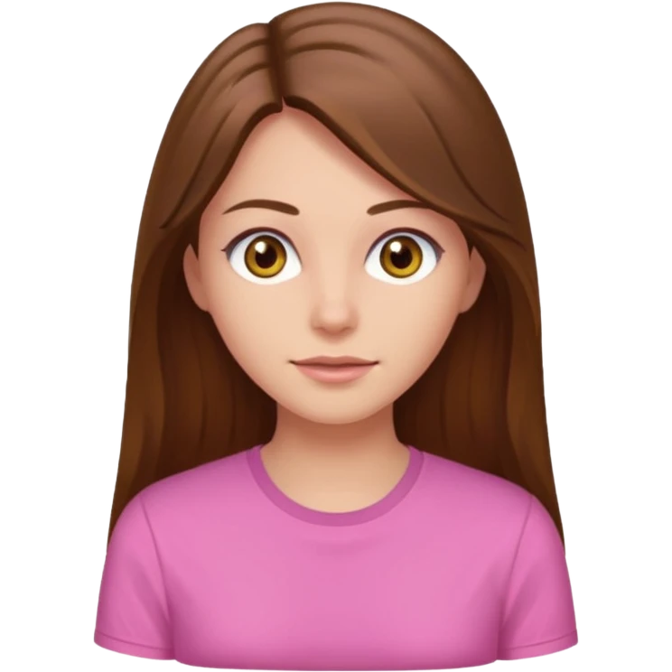brown long hair hazel eyed woman in a pink shirt emoji