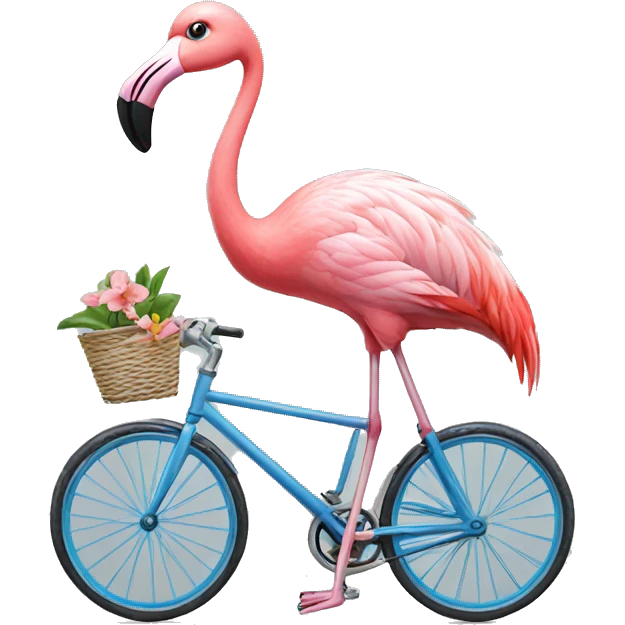 flamingo riding a bicycle emoji