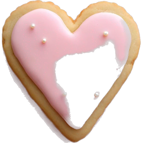 Heart shaped sugar cookie with baby pink icing with white pearl sprinkles  emoji