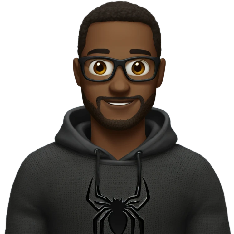 Black sweater on Spider- man emoji