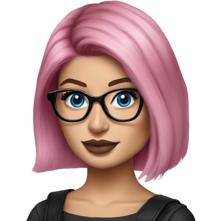 Photo Realistic kylie jenner stylish pink hair BLUE eyes and glasses elegant  emoji