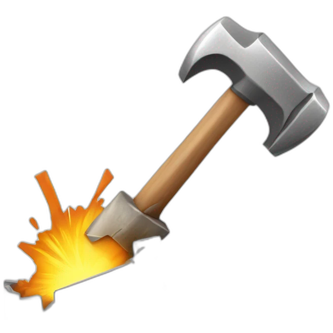 Hammer smashing a sign that says "NO!" emoji