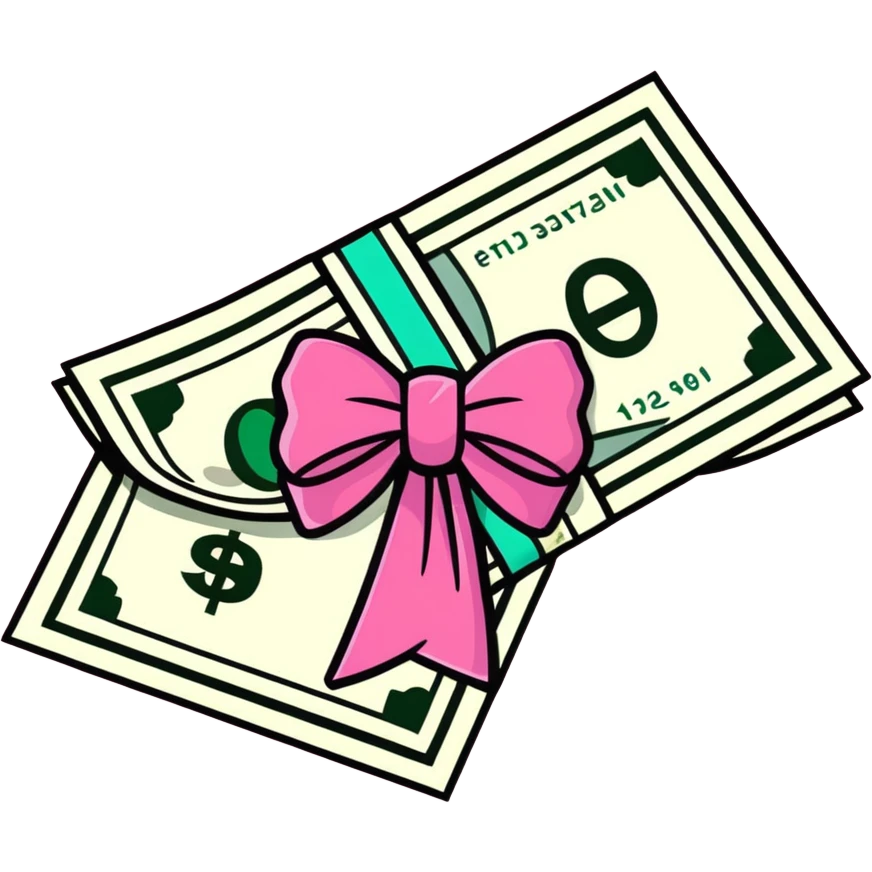 Money with a pink bow emoji