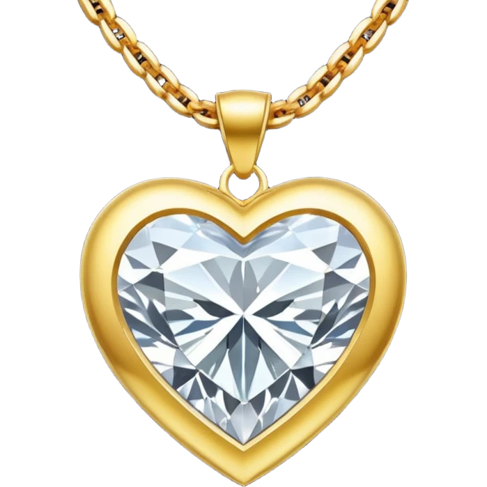gold chain with a diamond heart pendant emoji
