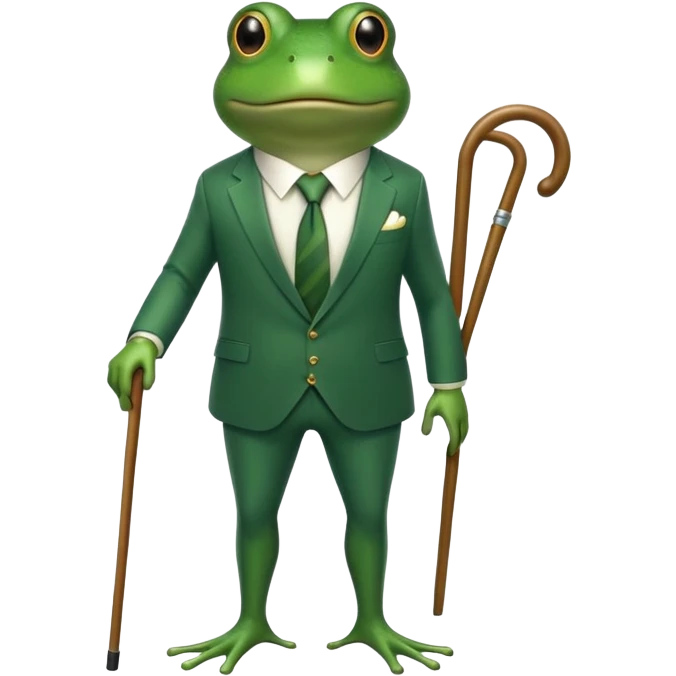 frog in a luxurious green suit, looking rich and confident emoji