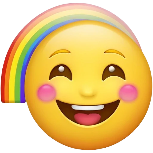 Laugh emoji with rainbow  emoji