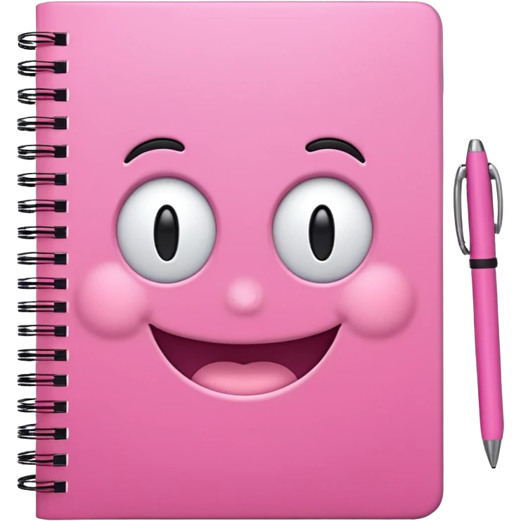 libreta de anillos rosada con carita feliz en la portada emoji