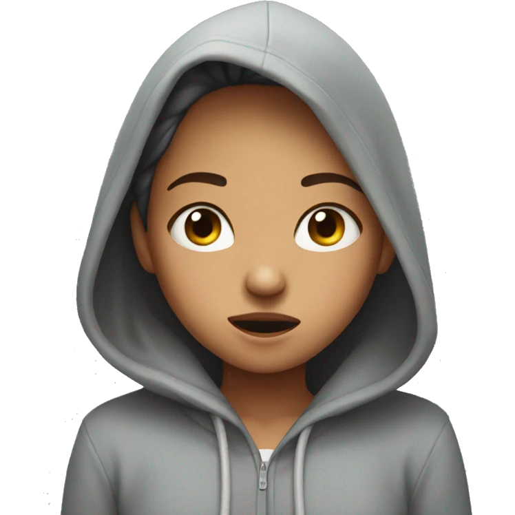 Girl crying with hoodie emoji